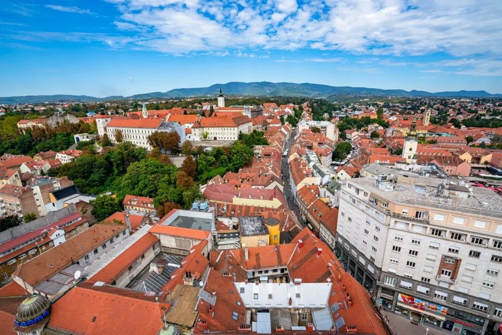 View of Zagreb Croatia from above, as seen from Zagreb 360