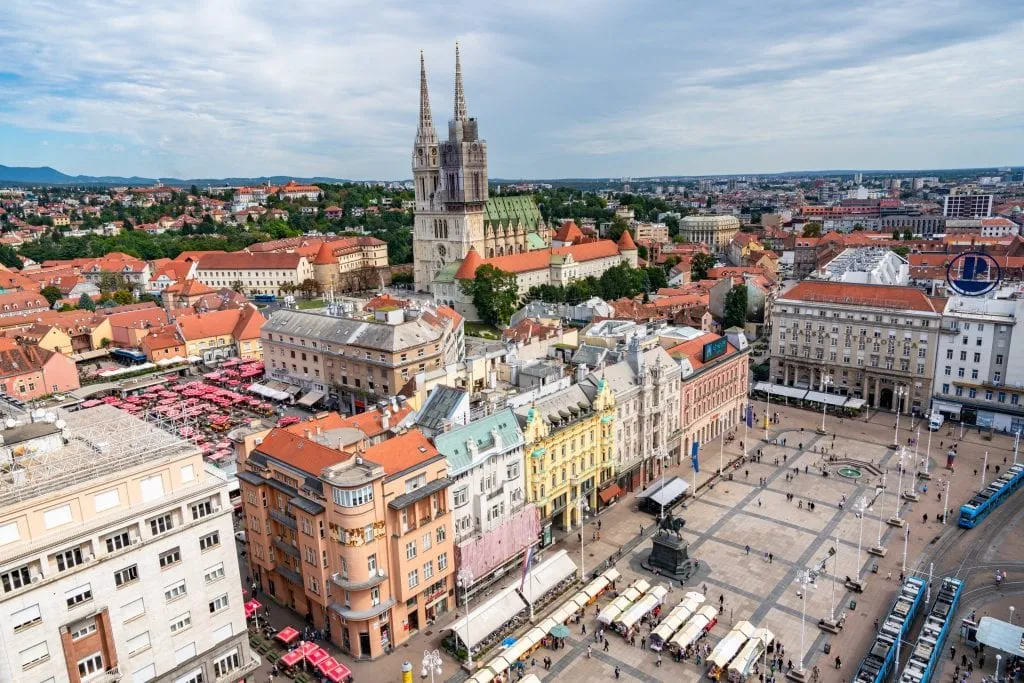 View of Ban Jelacic from Zagreb 360, a must-visit during one day in Zagreb!