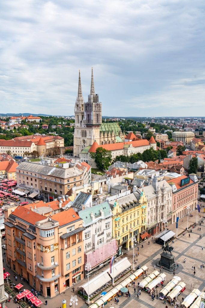 View of Ban Jelacic from Zagreb 360, a must-visit during one day in Zagreb!