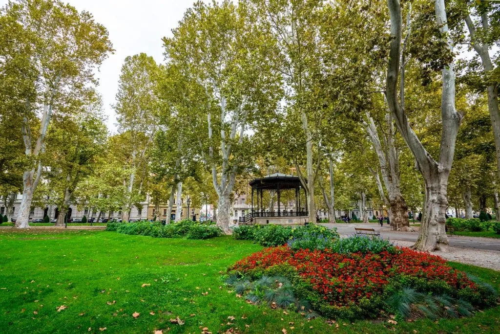shaded greenspace in horseshoe park as seen when visiting zagreb croatia for a day