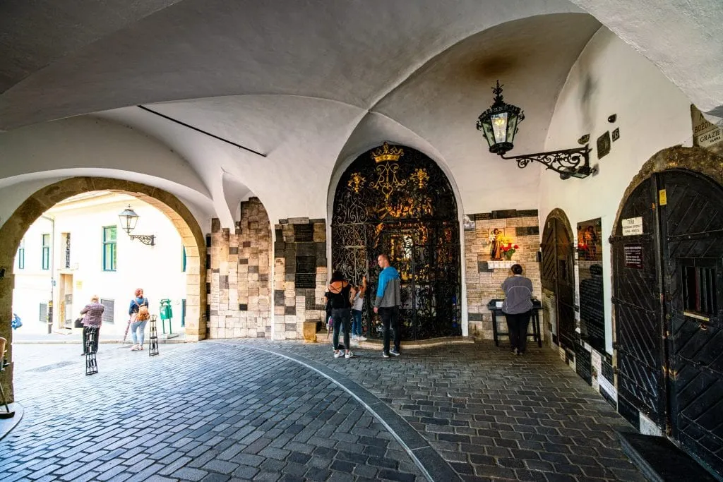 Photo of interior of Stone Gate in Zagreb Croatia, a must-see when spending one day in Zagreb