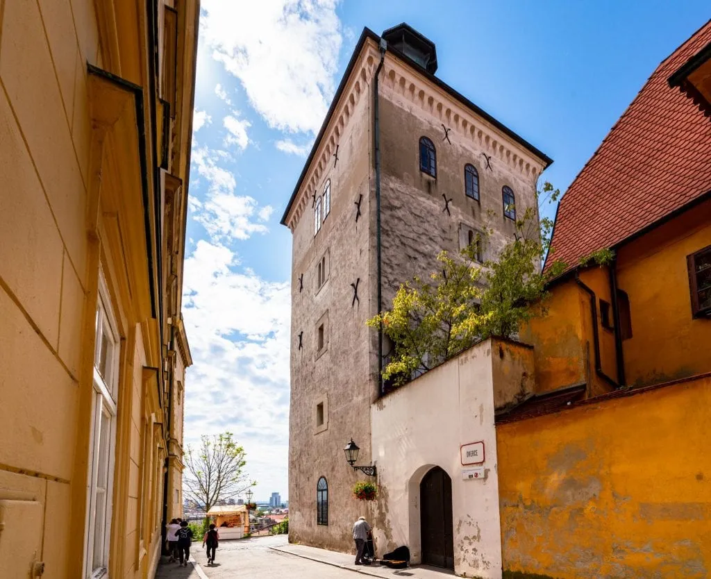 Photo of Lotrščak Tower in Zagreb Croatia taken from across the street