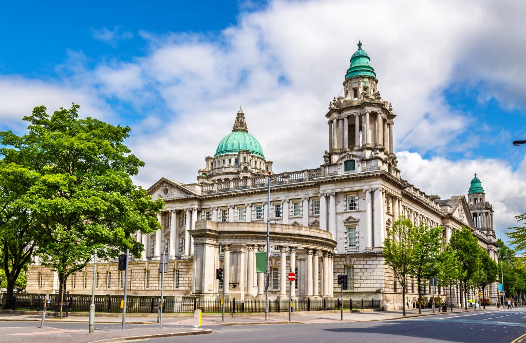 belfast city hall exterior on a sunny day