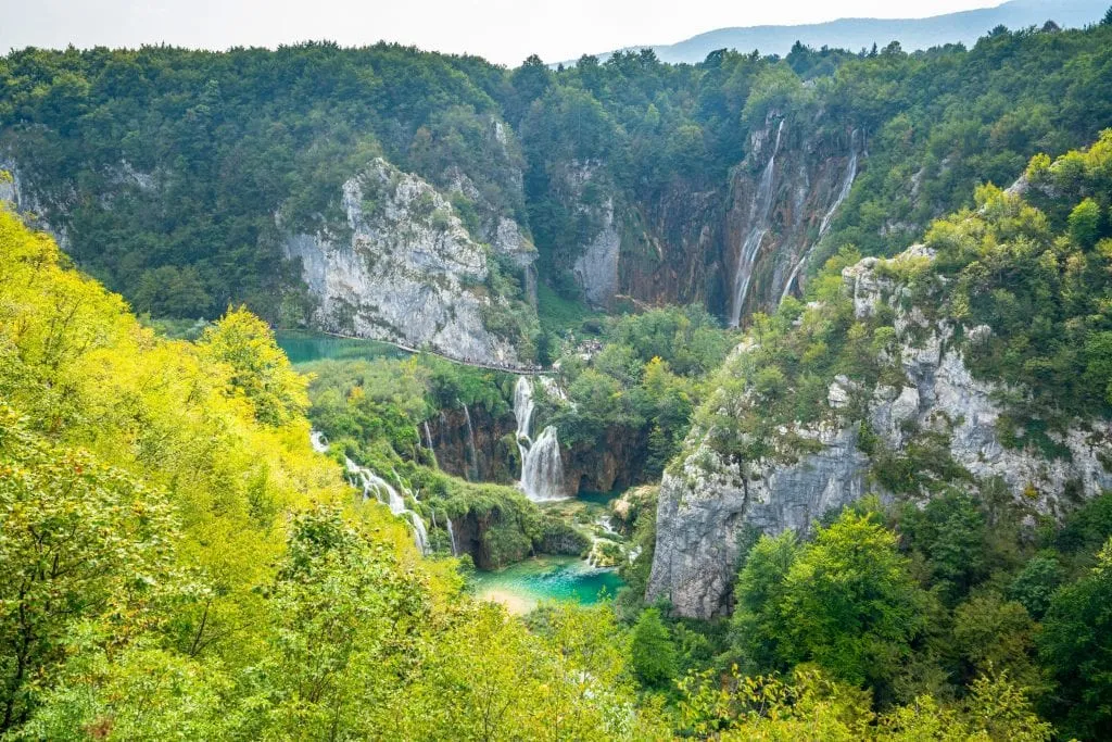 Veliki Slap as seen from across the gorge near Entrance 1 to the Plitvice Lakes Croatia