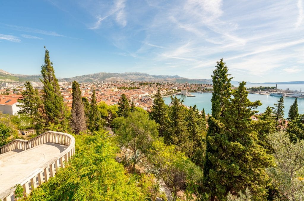 Overview of Split Croatia as seen from Marjan Hill--whether you visit Dubrovnik or Split, you'll be able to get great views of the city from above!