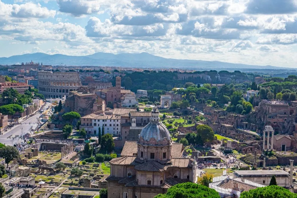 View of the Roman Forum from the top of the Altare della Patria, one of the best rome photography locations
