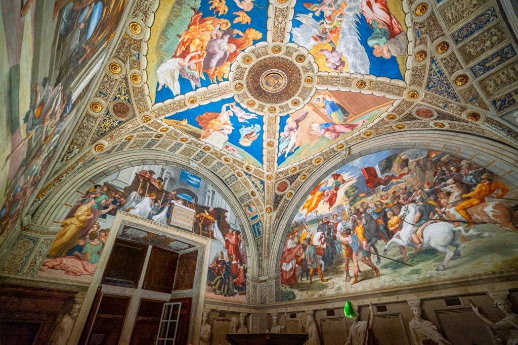 Brightly colored frescoed ceiling in the Vatican Museums