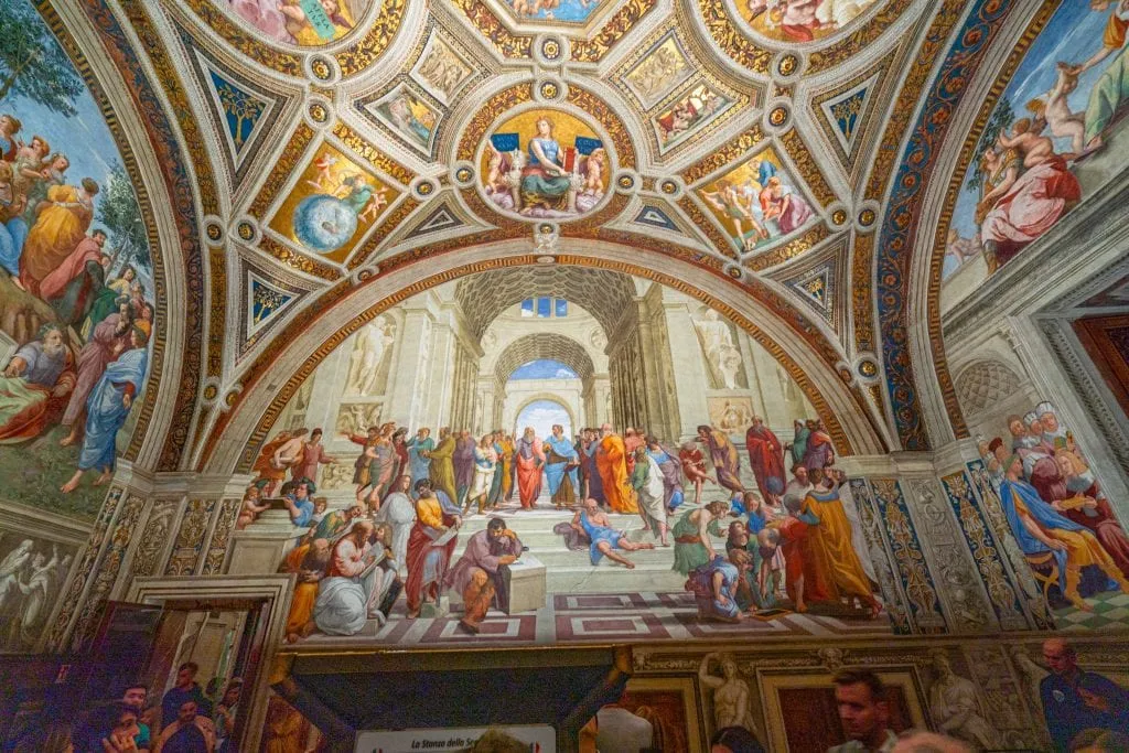 Photo of Raphael's frescoes as seen when visiting the Vatican Museums