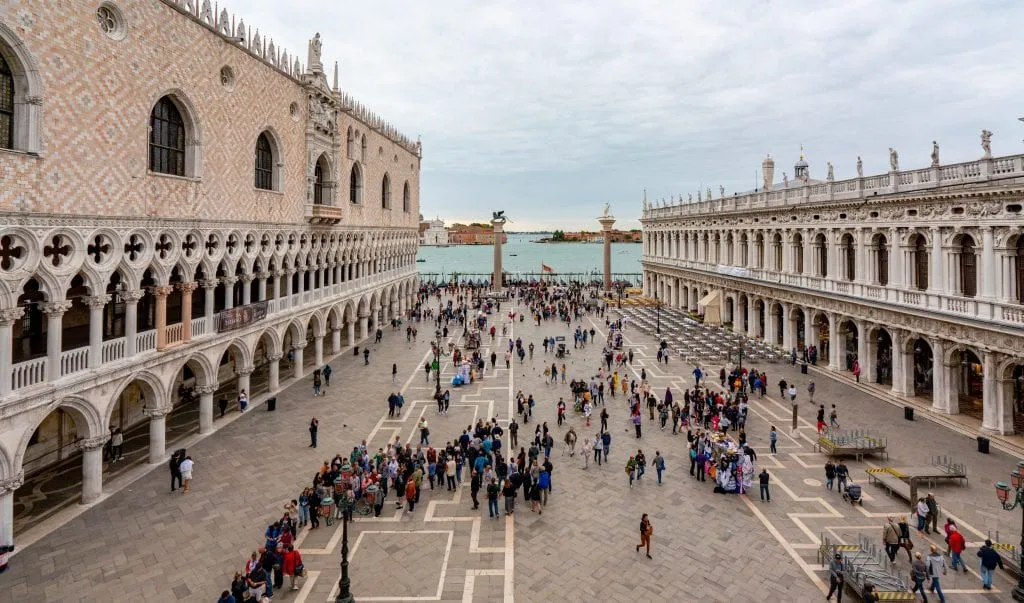 View from the roof of St. Mark's Basilica in Venice Italy--this spot is among the best views of Venice!