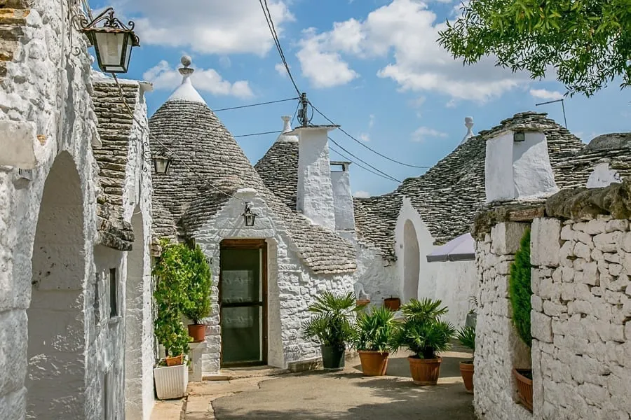 White trulli of Alberobello, one of the prettiest small towns in Italy