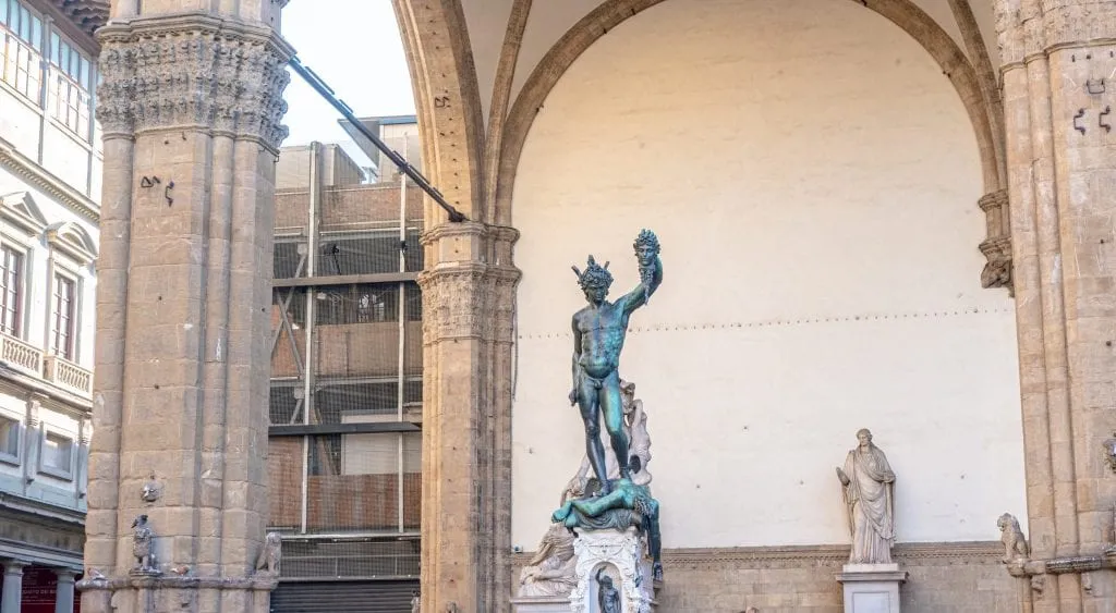 Statue in Florence's Piazza della Signoria as seen during a day in florence italy