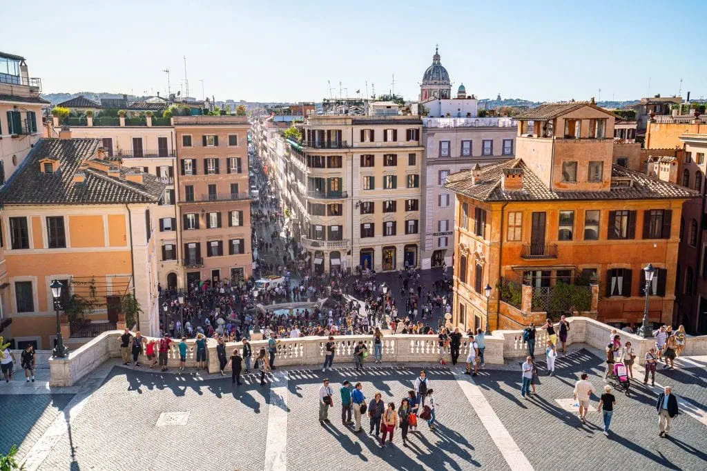 view of piazza di spagna from the top of the spanish steps, a bucket list italy destination