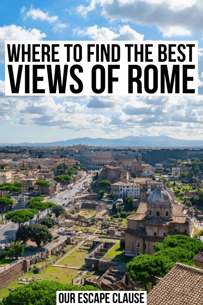 Photo of Ancient Rome from above Black text on a white background reads "Where to find the best views of Rome"