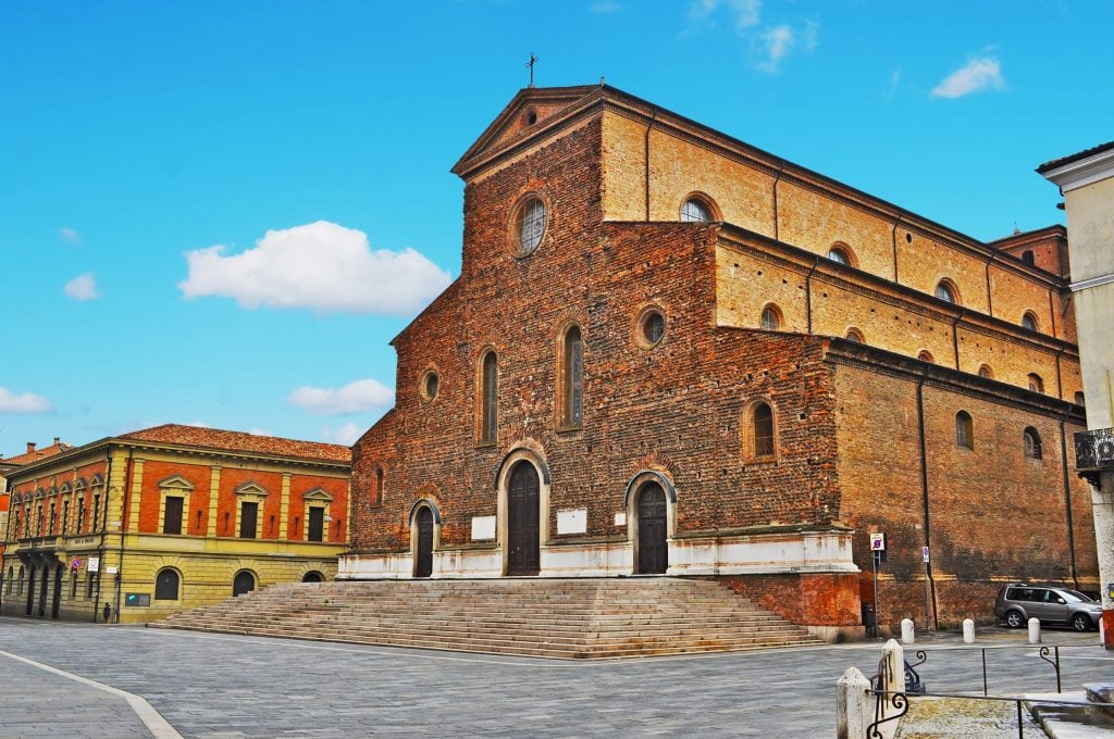 brown brick duomo in faenza, one of the prettiest italian villages in emilia romagna