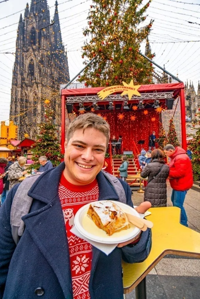 jeremy storm at the cologne christmas market in europe december trip