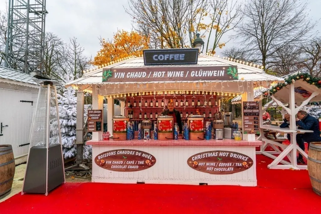 Christmas market stall in the Jardin des Tuileries market in Paris in December