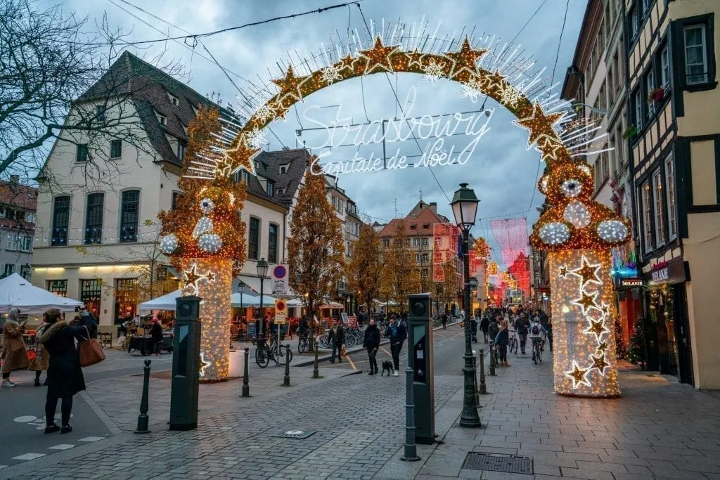 Strasbourg Christmas light display near the center of town, one of the best things to see in Strasbourg in December