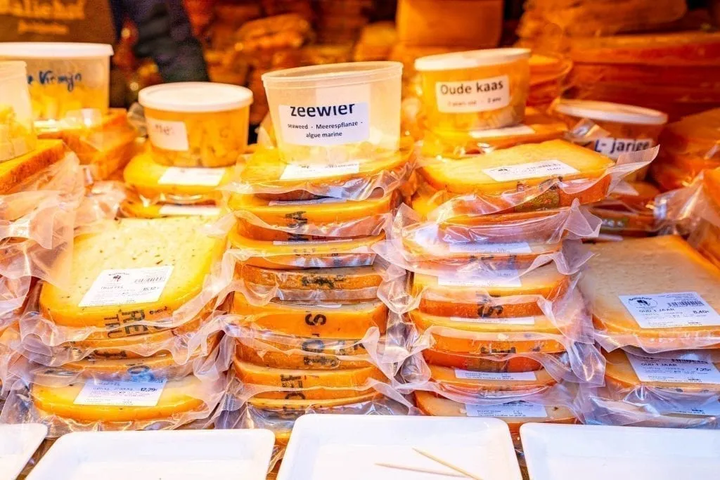 vacuum wrapped cheese from sale at bruges christmas market