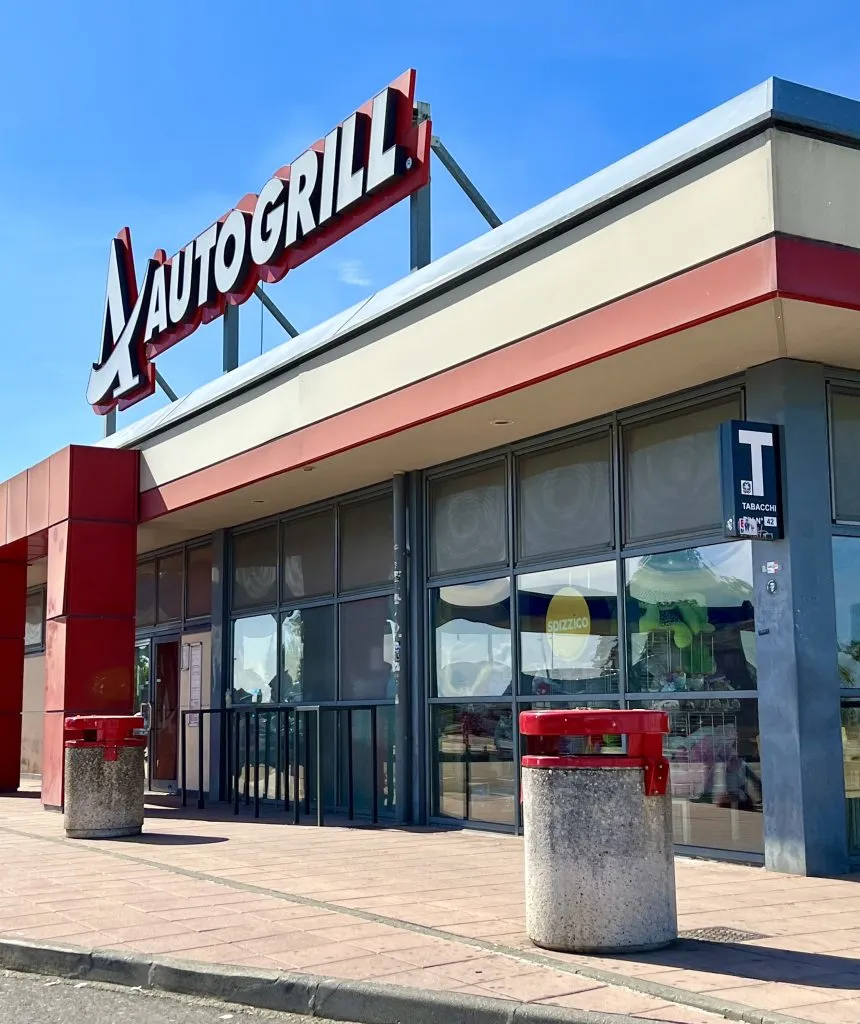 front facade of an autogrill italy road trip stop