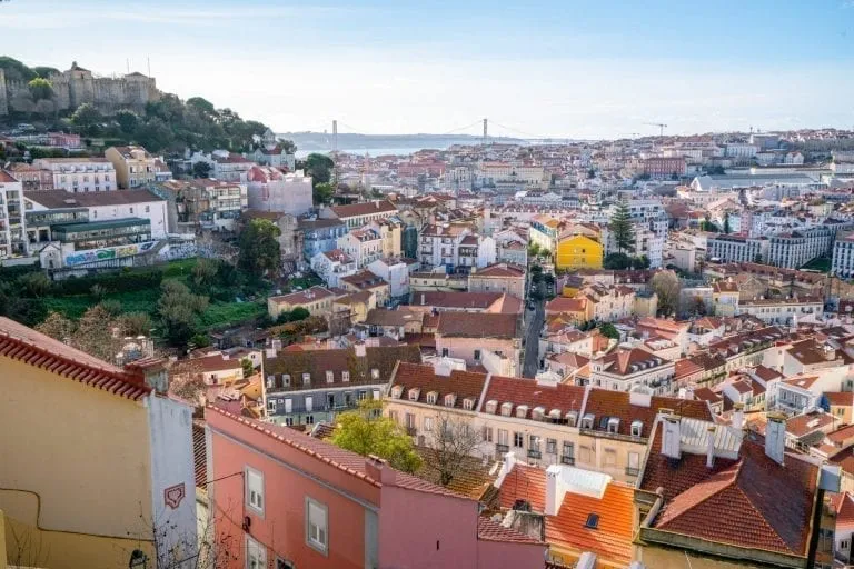 View of Lisbon Portugal from Mirodouro da Graca, a must-see viewpoint when experiencing Lisbon in a day
