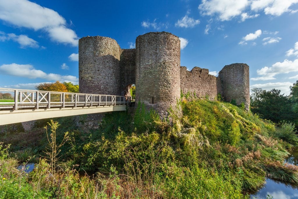 white castle in Abergavenny wales on a sunny day when road tripping europe