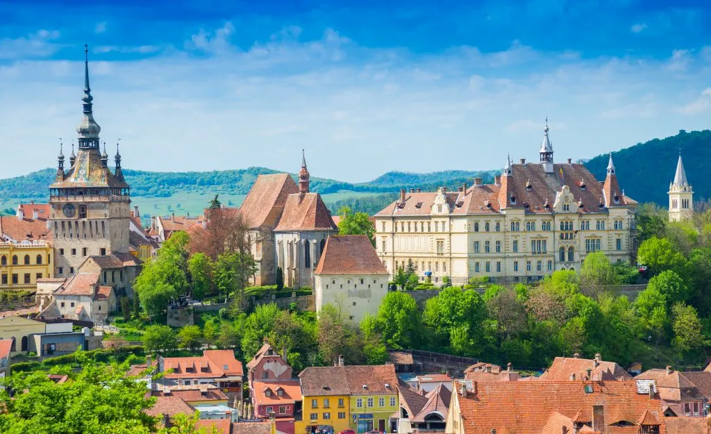 cityscape of sibiu romania from above, a unique place to visit on a road trip through europe