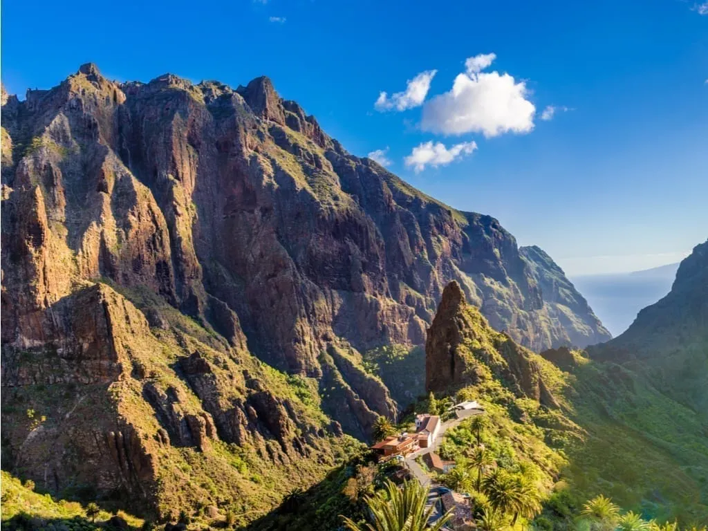 Mountain view of the jagged peaks and dense forests of Tenerife, one of the best islands for a road trip in Europe