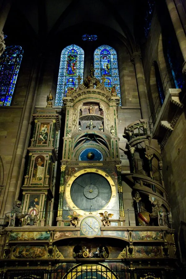 strasbourg astromical clock inside cathedral, one of the best places to visit strasbourg france