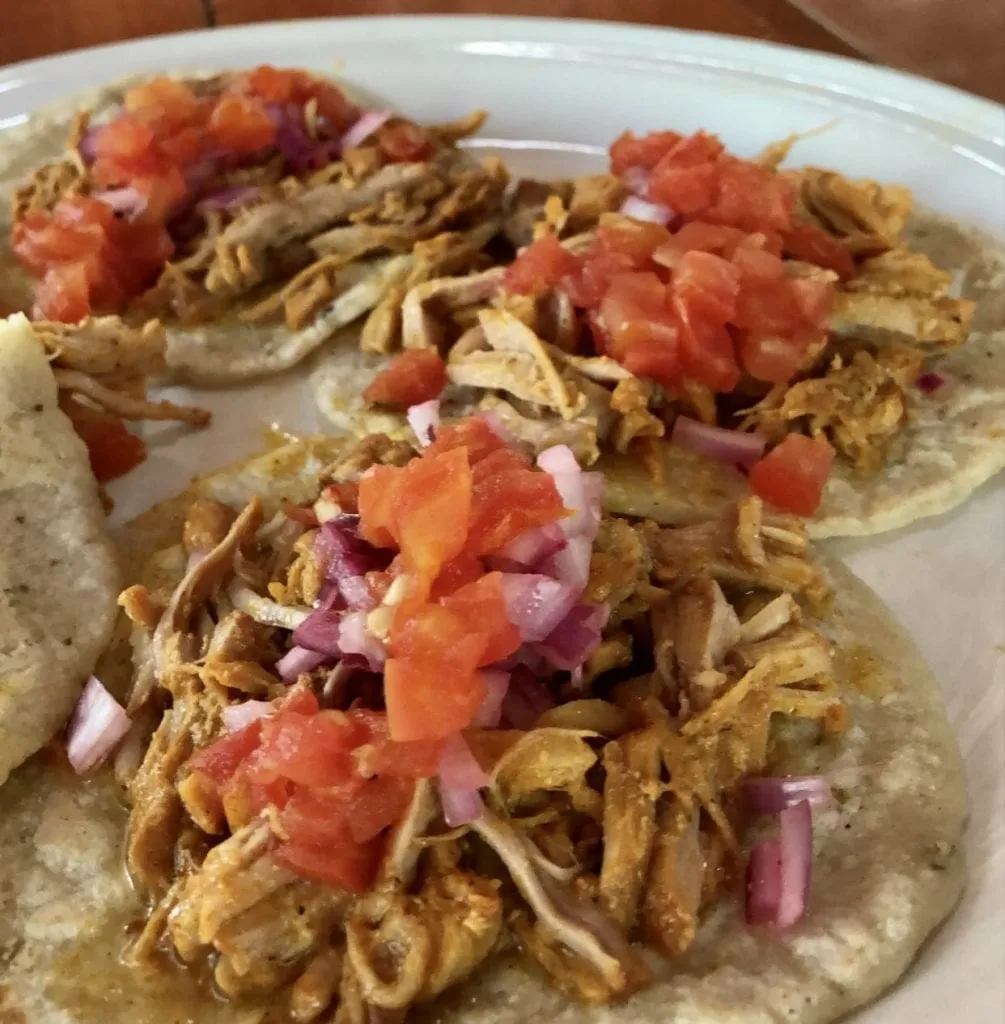Plate of tacos served at cenote x'canche ek balam restaurant