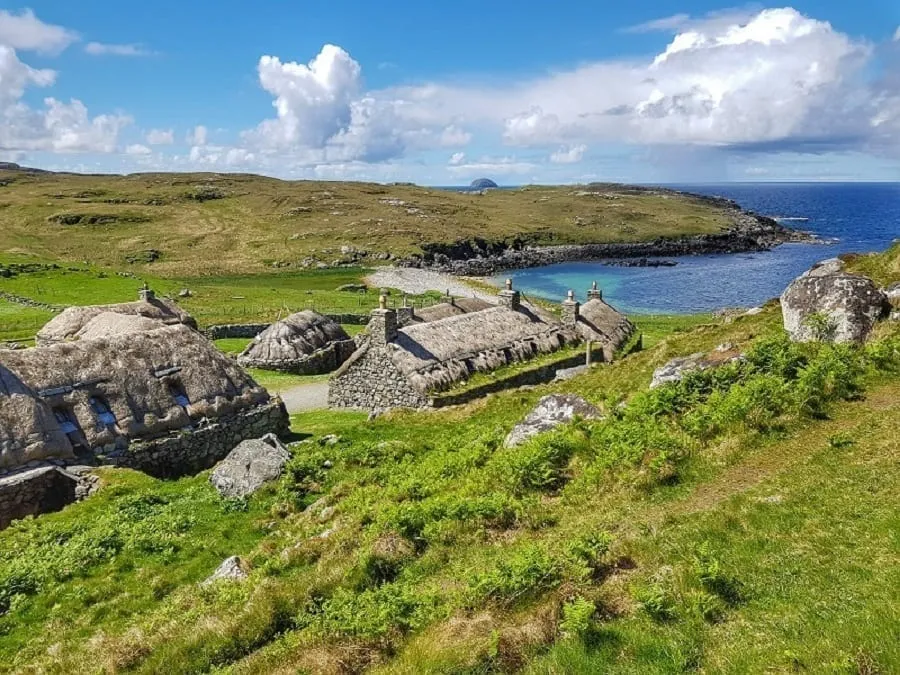 Small set of ruins on the Isle of Lewis in Scotland, one of a beautiful offbeat Europe destination