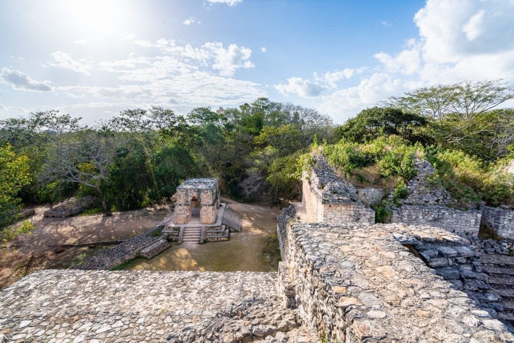 view of ruins of mexico ek balam from above