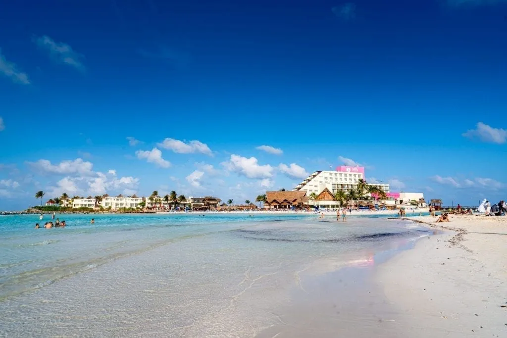 Mia Reef hotel on Isla Mujeres as seen from Playa Norte