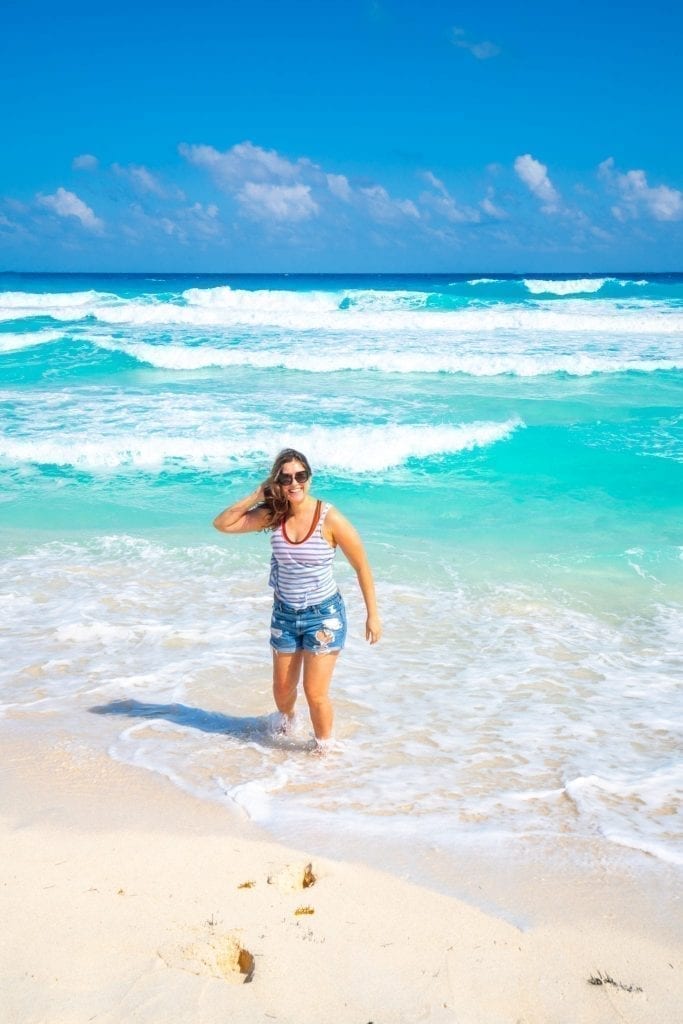 kate storm on a beach to mexico. a trip to mexico costs what you make it--but this beach is free