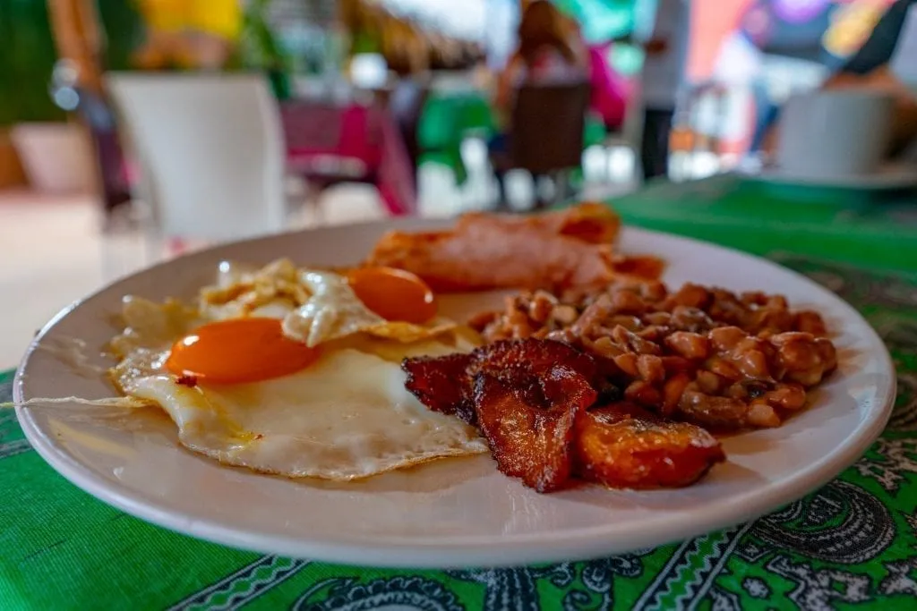 Desayuno tipico as seen in Valladolid Mexico--one of our favorite travel tips for Mexico is that the breakfasts are among the best in the world