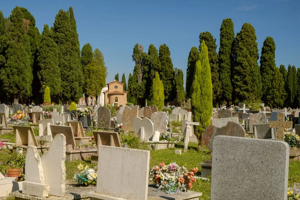 headstones on san michele island, one of the most unusual venice sights