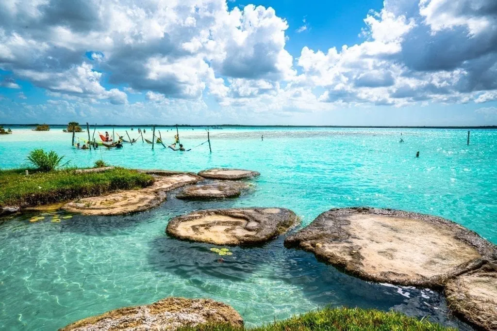 view of the lagoon at cocalitos in bacalar mexico