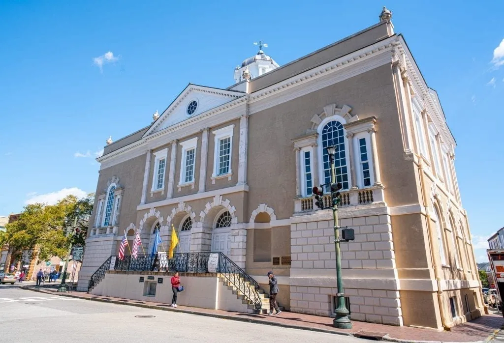 The Charleston Old Exchange as seen at an angle during a long weekend in charleston sc