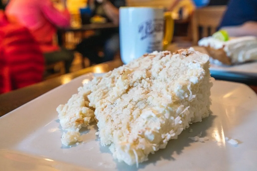Slice of coconut cake from Toast in Charleston South Carolina