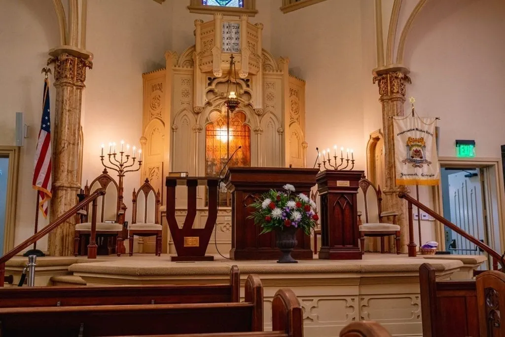 Altar at Congregation Mickve Israel as seen during 3 days in Savannah GA