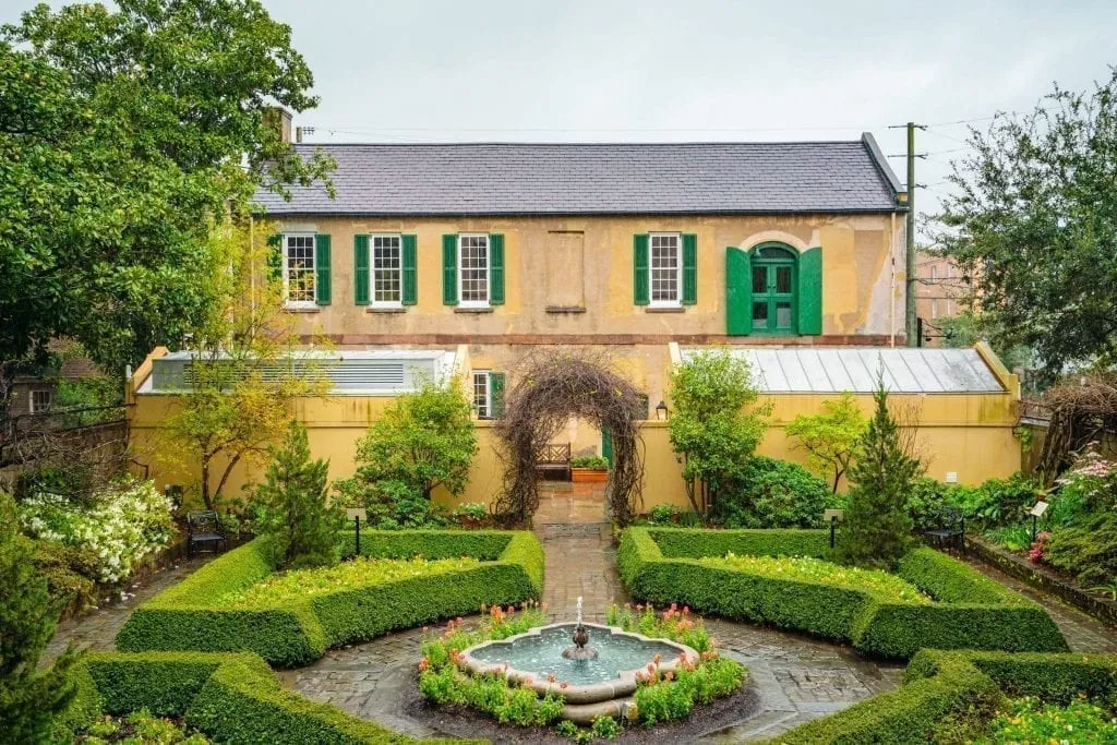 view from the balcony of owens thomas house museum savannah georgia