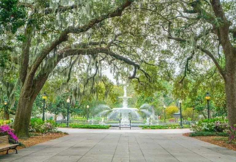 forsyth park fountain as seen one day in savannah ga