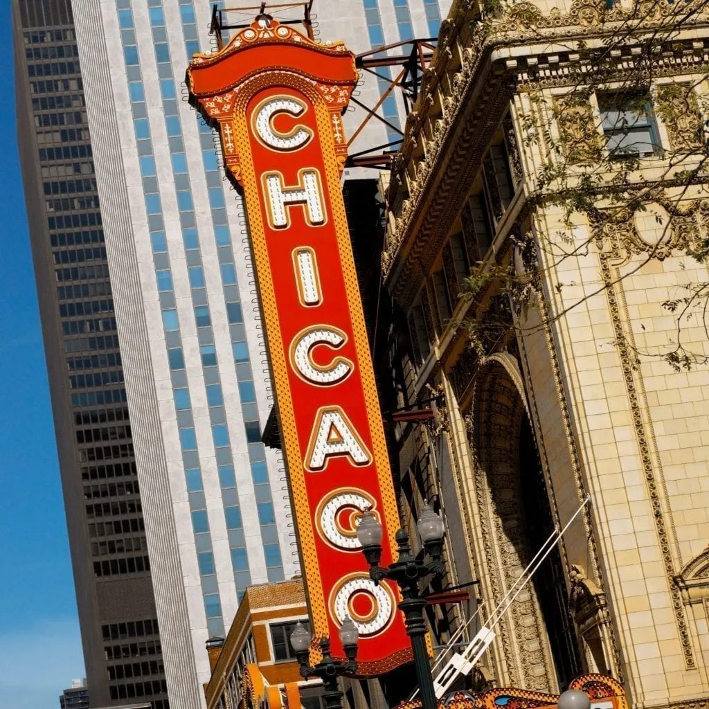 Classic Chicago Ilinois Theater sign