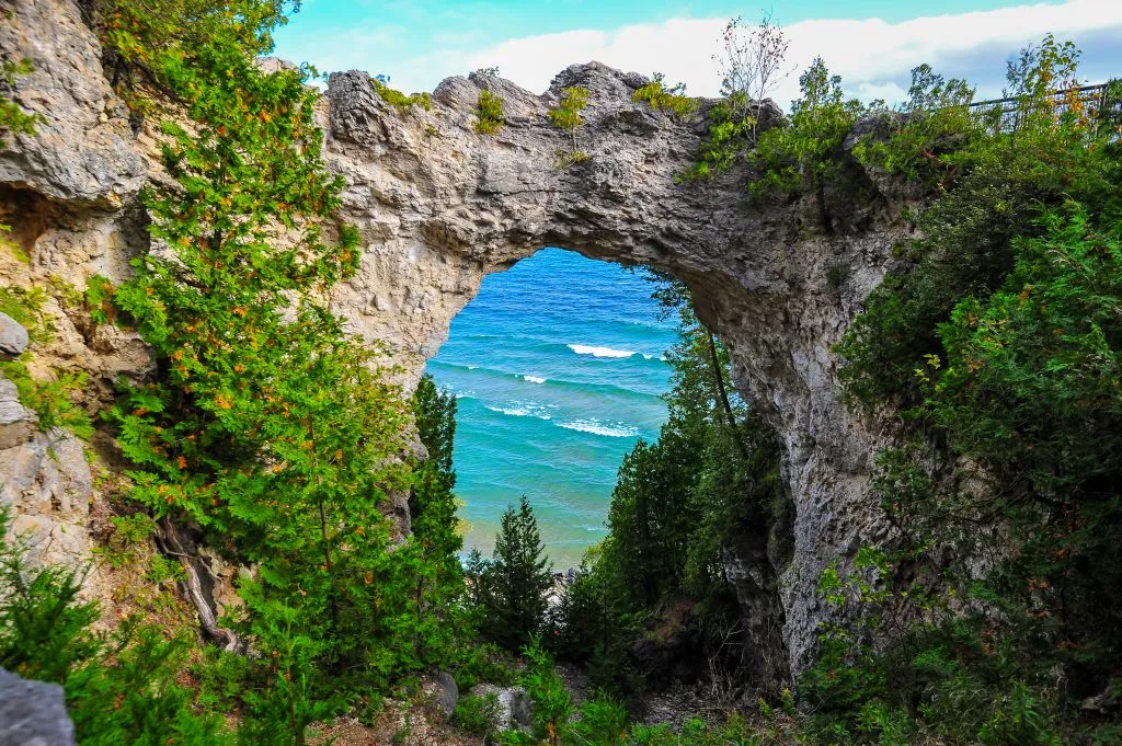 arch rock formation on mackinac island michigan