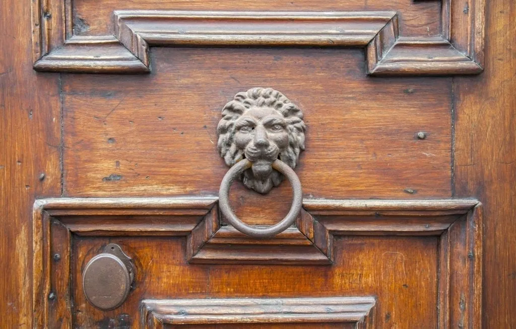 Lion head door knocker in Italy, one of the most unique souvenirs from Italy