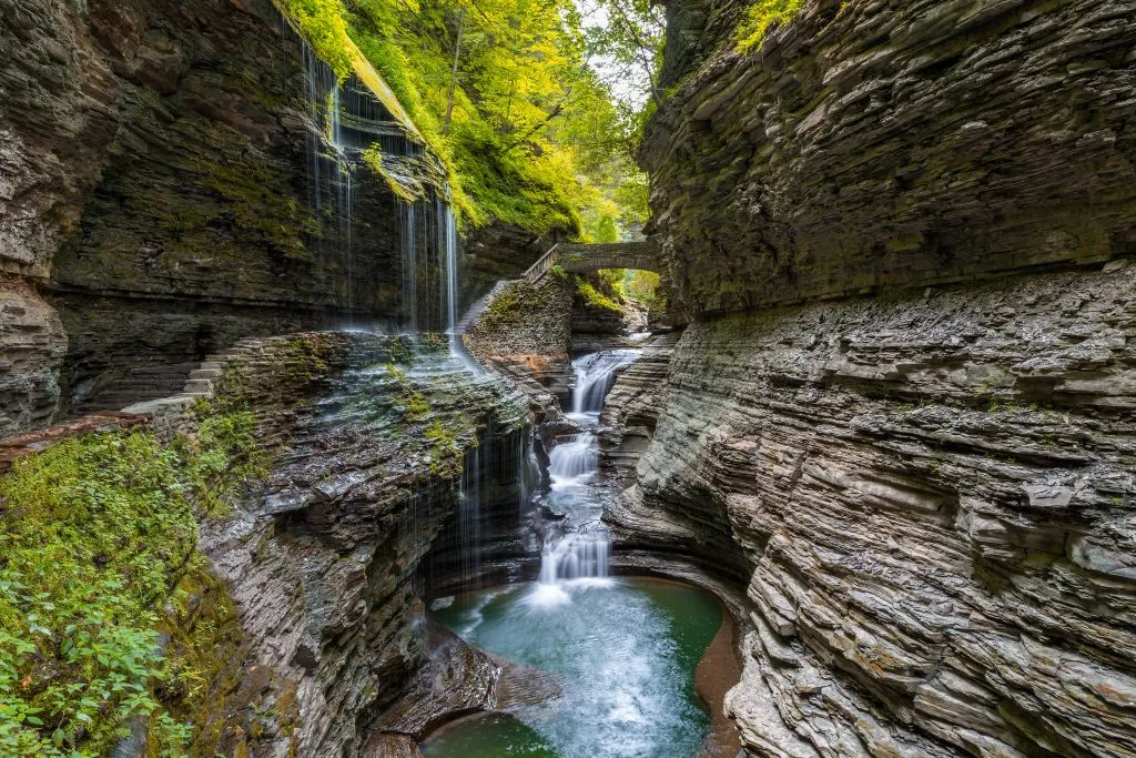 rainbow falls in watkins glen new york, a fantastic usa road trip itinerary destination