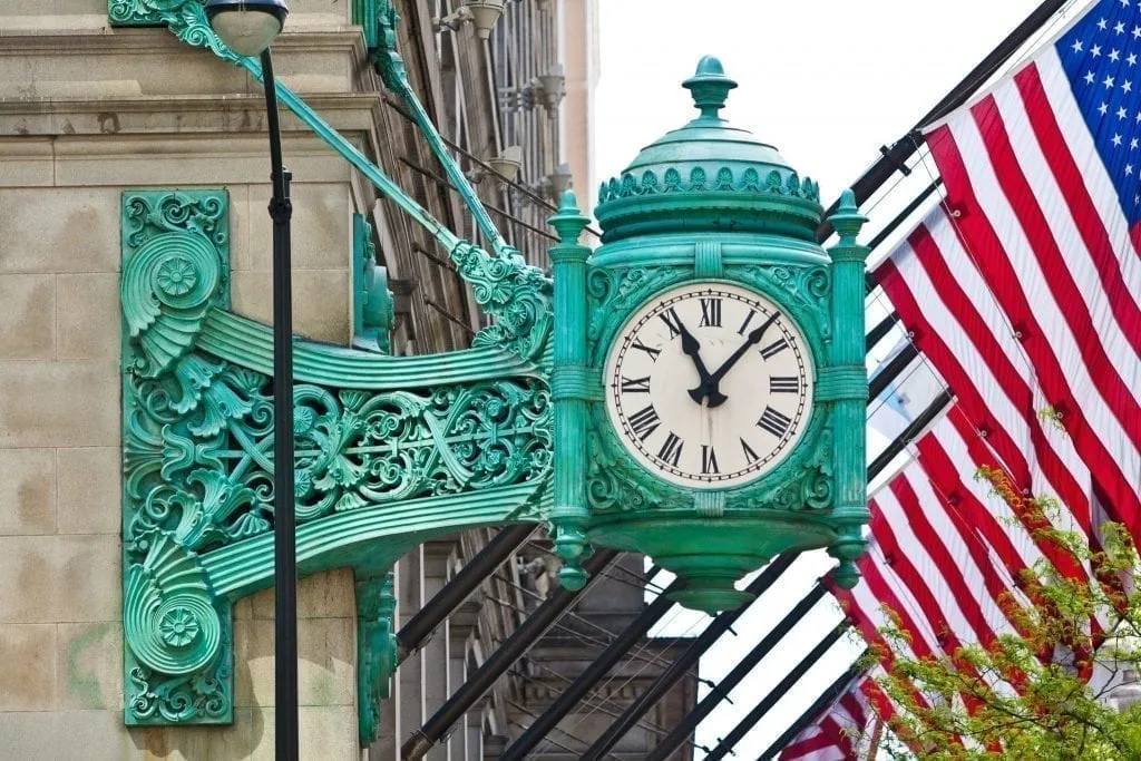 Macy Clock on Randolph and Street Street in Chicago Illinois