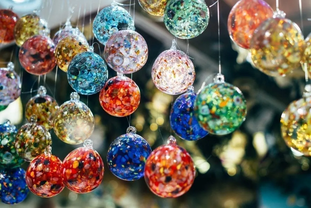 Colorful Murano glass balls, a definite contender for the best things to buy in Italy