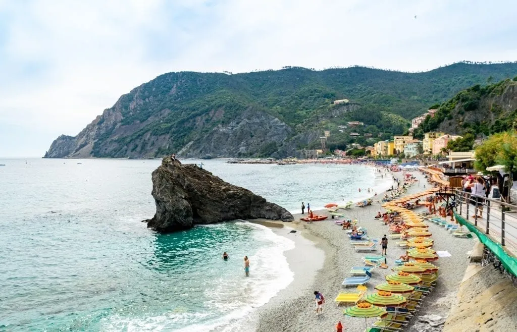 view of monterosso al mare cinque terre on a cloudy day