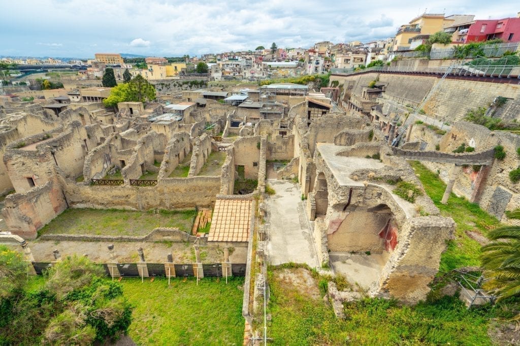 View of Herculaneum Italy from above--on of these Italy interesting facts is that Pompeii is far from the only city destroyed by Mount Vesuvius