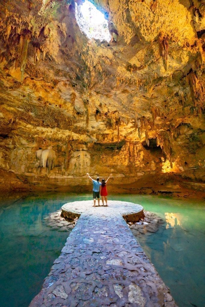 kate storm and jeremy storm in cenote suytun, one of the best cenotes near valladolid